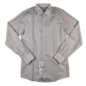 Eton Slim Fit Cotton Geometric Dress Shirt Dotted Pink Size 39 | 15.5